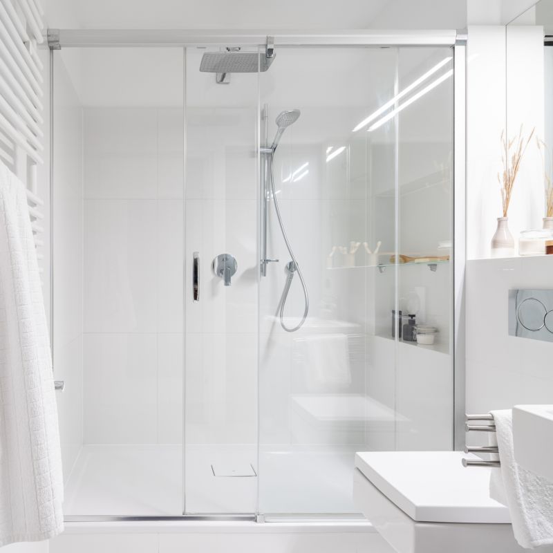 Modern Shower with Chrome Fixtures